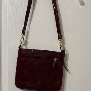 Anne Klein Dark Red Croc-Embossed Crossbody Bag